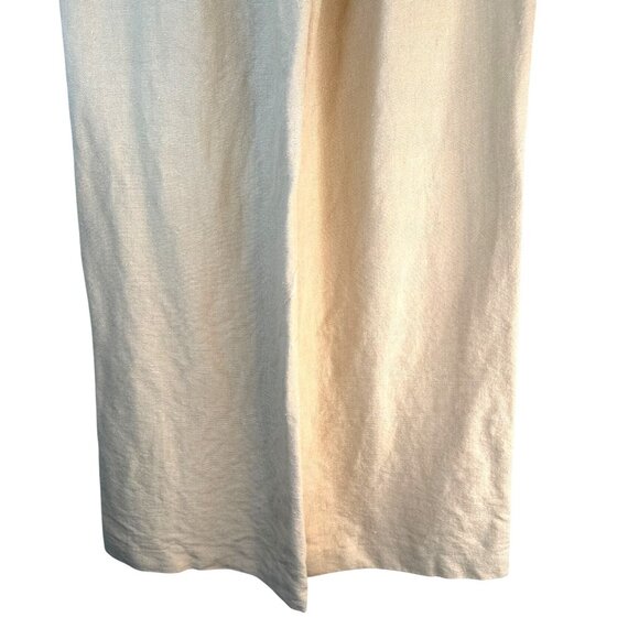 ZARA Womens Small Linen Beige Wide-Leg Pants - Picture 9 of 12